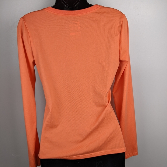 The Nike Tee Women's Orange V Neck Long Sleeve Top - Picture 5 of 8